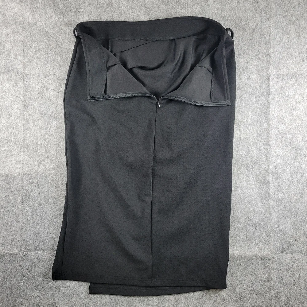 Shein Curve Ruched Split Thigh Gold Button Black Pencil Skirt Womens Size 0XL